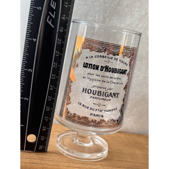 VTG Advertising Lotion D'Houbigant Stemmed Brandy Sniffer Glass Gold Accents - Picture 8 of 8